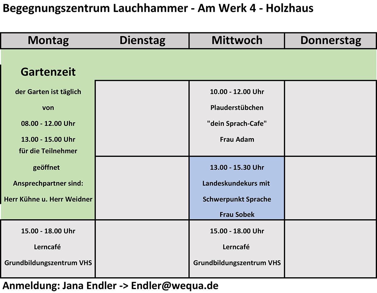 Wochenplanung Lauchhammer Januar 2025