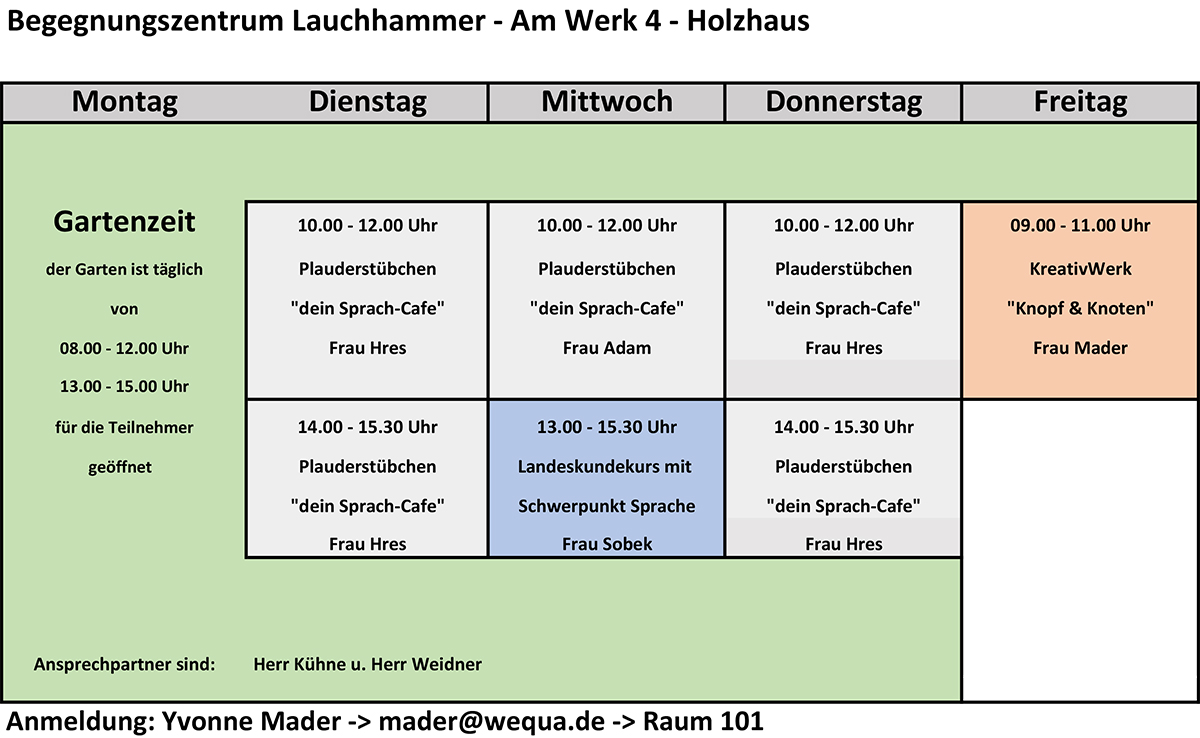 Wochenplanung Lauchhammer Januar 2025