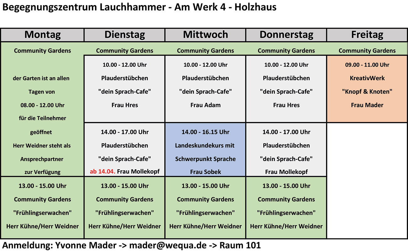 Wochenplanung Lauchhammer Januar 2025